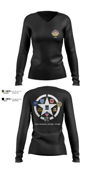 Women's Long Sleeve Vneck Shirt, 80th TC, TTC-Dix, Army, Teamtime, Team time, sublimation, custom sports apparel, team uniforms, spirit wear, spiritwear, sports uniforms, custom shirts, team store, custom team store, fundraiser sports, apparel fundraiser