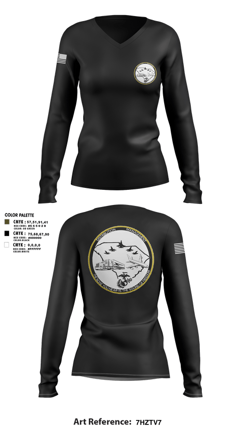 Women's Long Sleeve Vneck Shirt, DMO, Marines, Teamtime, Team time, sublimation, custom sports apparel, team uniforms, spirit wear, spiritwear, sports uniforms, custom shirts, team store, custom team store, fundraiser sports, apparel fundraiser
