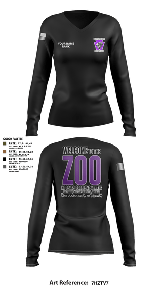 Women's Long Sleeve Vneck Shirt, Charger Co. / 2-112th Infantry Battalion, National Guard, Teamtime, Team time, sublimation, custom sports apparel, team uniforms, spirit wear, spiritwear, sports uniforms, custom shirts, team store, custom team store, fundraiser sports, apparel fundraiser