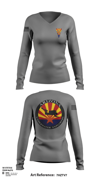 Arizona Underwater Explorers 16457471 Women's Long Sleeve V-neck Shirt - 44