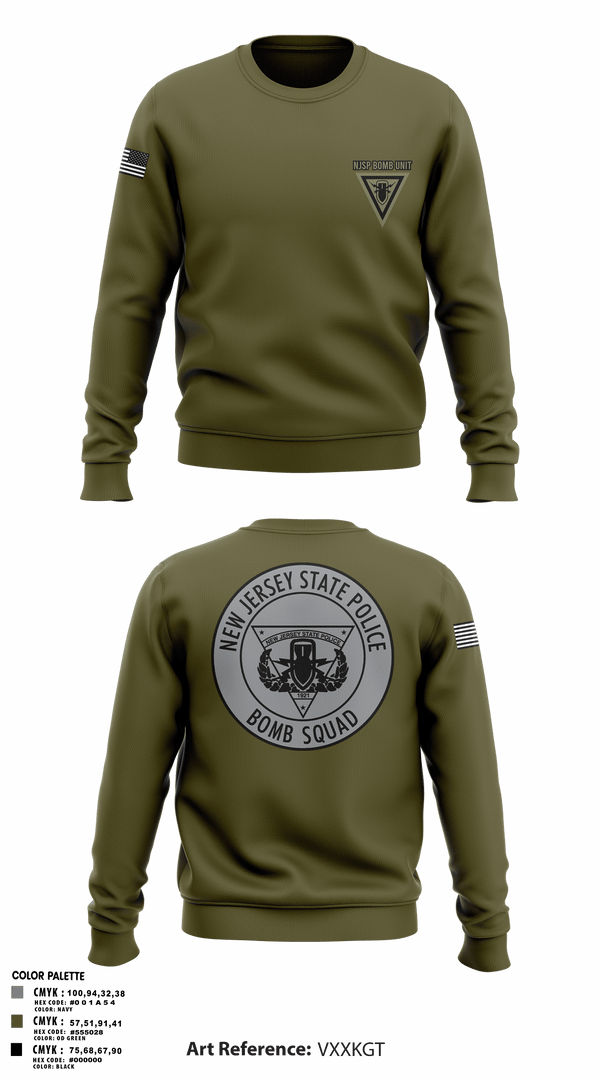 Crew Neck Sweatshirt, NJSP BOMB UNIT, , Teamtime, Team time, sublimation, custom sports apparel, team uniforms, spirit wear, spiritwear, sports uniforms, custom shirts, team store, custom team store, fundraiser sports, apparel fundraiser
