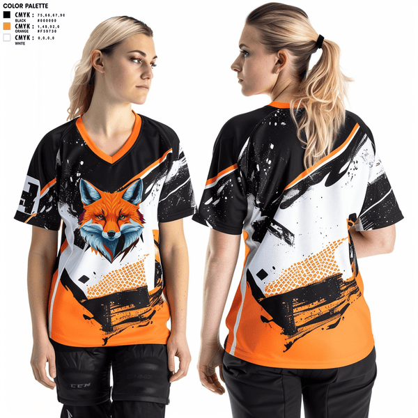 Women's Short Sleeve Vneck Shirt, Fox, Ice Hockey, Teamtime, Team time, sublimation, custom sports apparel, team uniforms, spirit wear, spiritwear, sports uniforms, custom shirts, team store, custom team store, fundraiser sports, apparel fundraiser