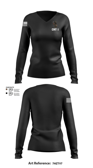 Women's Long Sleeve Vneck Shirt, CRT 1, Army, Teamtime, Team time, sublimation, custom sports apparel, team uniforms, spirit wear, spiritwear, sports uniforms, custom shirts, team store, custom team store, fundraiser sports, apparel fundraiser