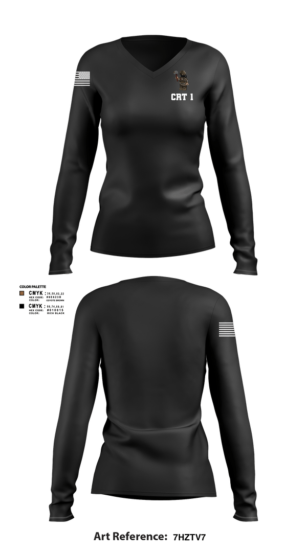Women's Long Sleeve Vneck Shirt, CRT 1, Army, Teamtime, Team time, sublimation, custom sports apparel, team uniforms, spirit wear, spiritwear, sports uniforms, custom shirts, team store, custom team store, fundraiser sports, apparel fundraiser