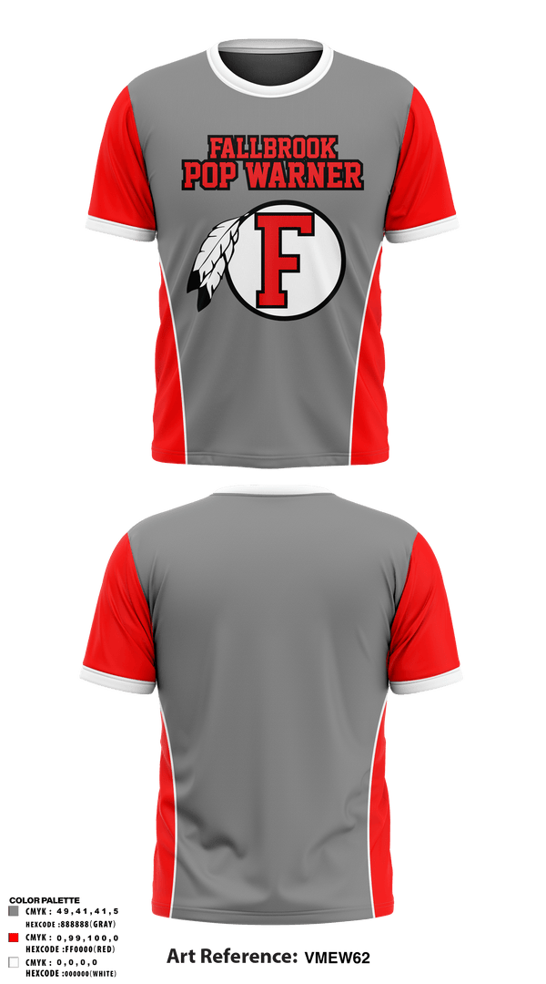 Short Sleeve Performance Shirt, Fallbrook Pop Warner Football League, Football, Teamtime, Team time, sublimation, custom sports apparel, team uniforms, spirit wear, spiritwear, sports uniforms, custom shirts, team store, custom team store, fundraiser sports, apparel fundraiser