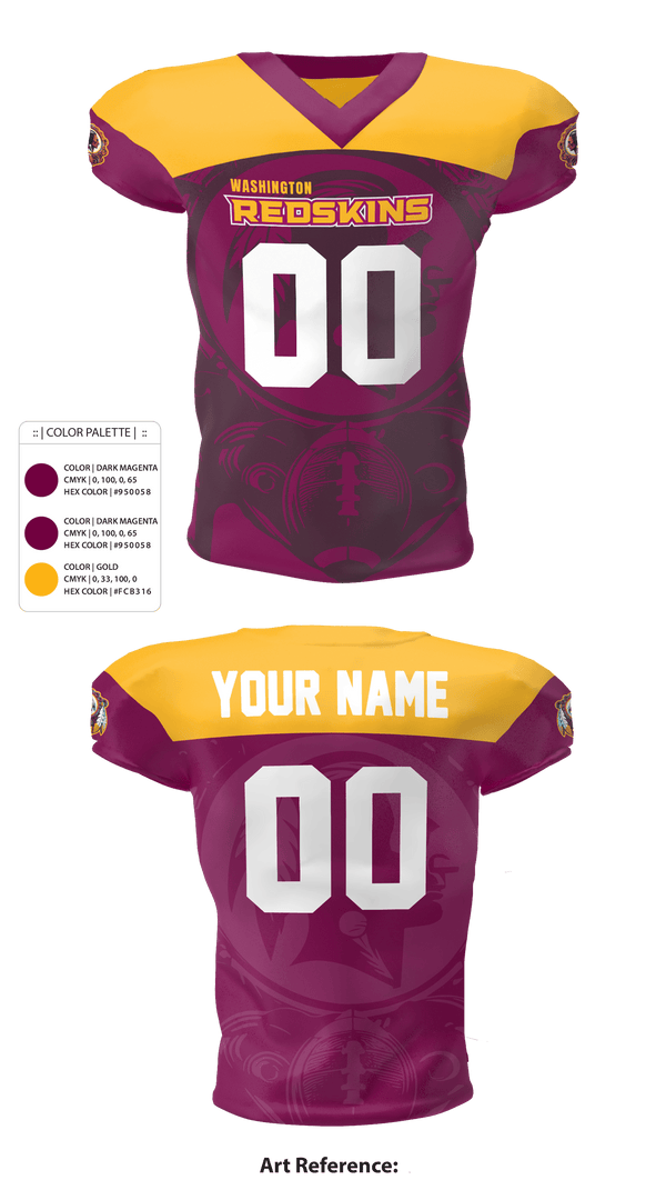 Football Jersey, Washington Redskins, Football, Teamtime, Team time, sublimation, custom sports apparel, team uniforms, spirit wear, spiritwear, sports uniforms, custom shirts, team store, custom team store, fundraiser sports, apparel fundraiser
