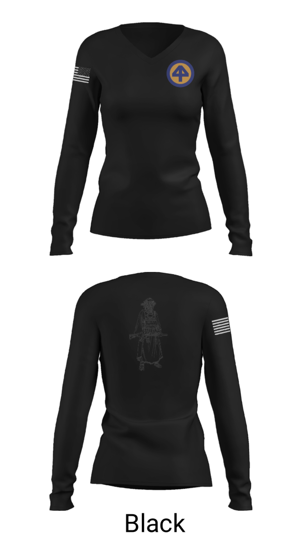 Women's Long Sleeve Vneck Shirt, A Co 1/1-114thA Co 1-114th INF, Army, Teamtime, Team time, sublimation, custom sports apparel, team uniforms, spirit wear, spiritwear, sports uniforms, custom shirts, team store, custom team store, fundraiser sports, apparel fundraiser