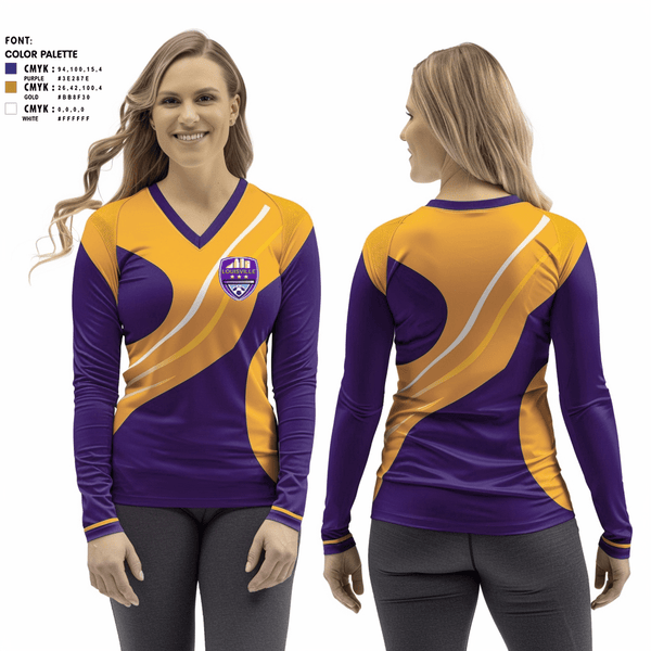 Women's Long Sleeve Vneck Shirt, Louisville Rising Star, Men's Soccer, Teamtime, Team time, sublimation, custom sports apparel, team uniforms, spirit wear, spiritwear, sports uniforms, custom shirts, team store, custom team store, fundraiser sports, apparel fundraiser