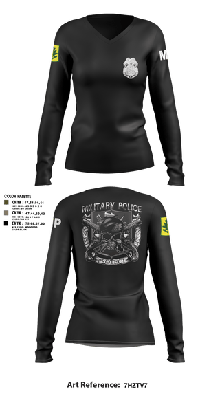Women's Long Sleeve Vneck Shirt, 307TH Military Police Company, , Teamtime, Team time, sublimation, custom sports apparel, team uniforms, spirit wear, spiritwear, sports uniforms, custom shirts, team store, custom team store, fundraiser sports, apparel fundraiser