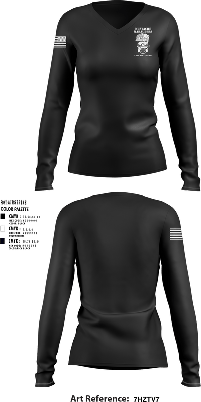 1st Plt, A Co, 2-325 AIR 48515374 Women's Long Sleeve V-neck Shirt - 1