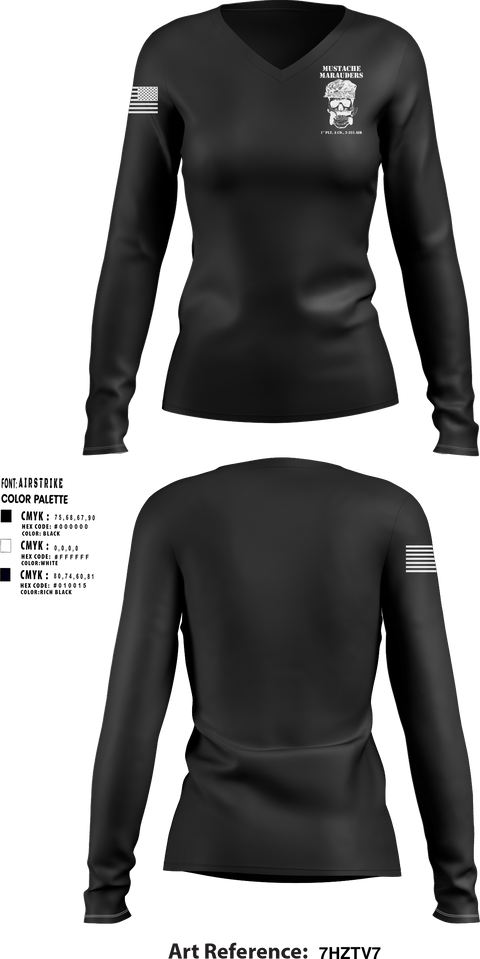 Women's Long Sleeve Vneck Shirt, 1st Plt, A Co, 2-325 AIR, , Teamtime, Team time, sublimation, custom sports apparel, team uniforms, spirit wear, spiritwear, sports uniforms, custom shirts, team store, custom team store, fundraiser sports, apparel fundraiser