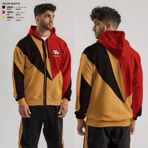 Zip Hoodie, Southbay 49ers 9(Villains), Football, Teamtime, Team time, sublimation, custom sports apparel, team uniforms, spirit wear, spiritwear, sports uniforms, custom shirts, team store, custom team store, fundraiser sports, apparel fundraiser