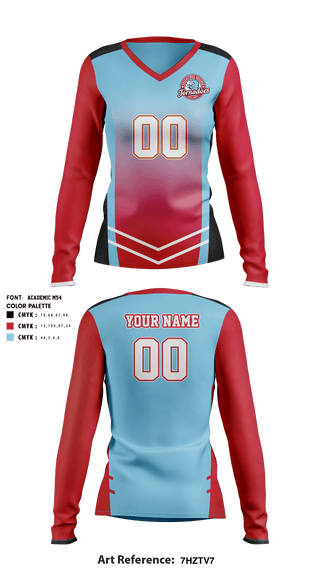 Women's Long Sleeve Vneck Shirt, Talladega College Volleyball, Women's Volleyball, Teamtime, Team time, sublimation, custom sports apparel, team uniforms, spirit wear, spiritwear, sports uniforms, custom shirts, team store, custom team store, fundraiser sports, apparel fundraiser