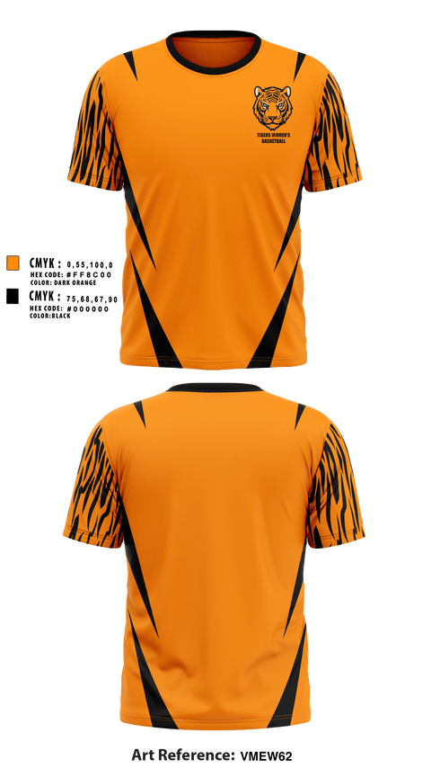 Short Sleeve Performance Shirt, Tigers, Women's Basketball, Teamtime, Team time, sublimation, custom sports apparel, team uniforms, spirit wear, spiritwear, sports uniforms, custom shirts, team store, custom team store, fundraiser sports, apparel fundraiser