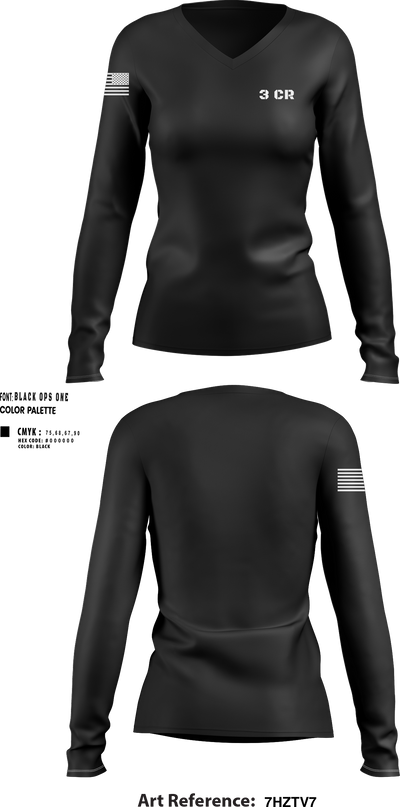 3 cr 14447473 Women's Long Sleeve V-neck Shirt - 100