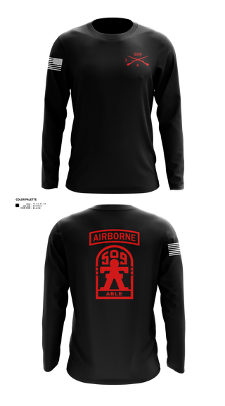 Long Sleeve Performance Shirt, 3-509th Parachute Infantry BN Able Nation, , Teamtime, Team time, sublimation, custom sports apparel, team uniforms, spirit wear, spiritwear, sports uniforms, custom shirts, team store, custom team store, fundraiser sports, apparel fundraiser