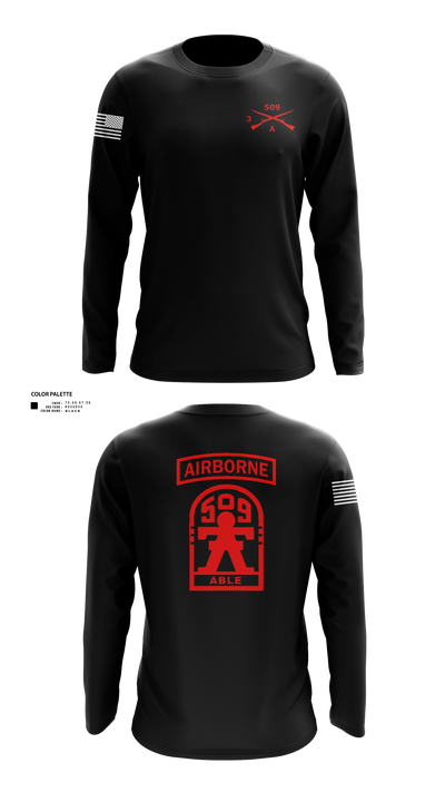 3-509th Parachute Infantry BN Able Nation 10459424 Long Sleeve Performance Shirt 21