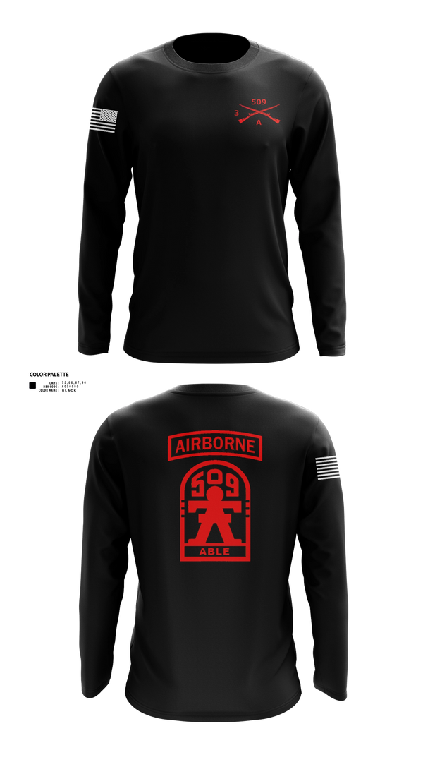 Long Sleeve Performance Shirt, 3-509th Parachute Infantry BN Able Nation, , Teamtime, Team time, sublimation, custom sports apparel, team uniforms, spirit wear, spiritwear, sports uniforms, custom shirts, team store, custom team store, fundraiser sports, apparel fundraiser
