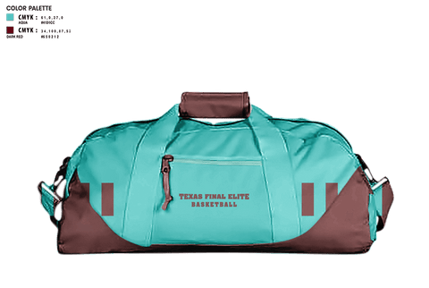 Duffle Bag, Texas final elite, Men's Basketball, Teamtime, Team time, sublimation, custom sports apparel, team uniforms, spirit wear, spiritwear, sports uniforms, custom shirts, team store, custom team store, fundraiser sports, apparel fundraiser