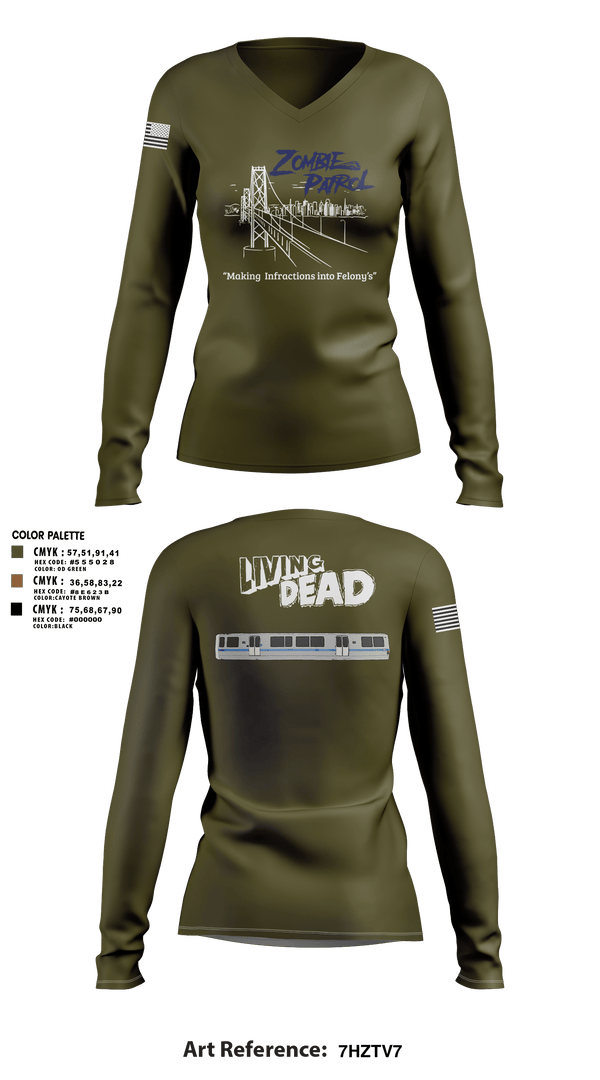 Women's Long Sleeve Vneck Shirt, Inversed CrewBART PD Fugitive Task Force, Police, Teamtime, Team time, sublimation, custom sports apparel, team uniforms, spirit wear, spiritwear, sports uniforms, custom shirts, team store, custom team store, fundraiser sports, apparel fundraiser