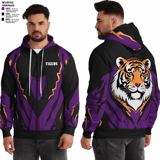 Zip Hoodie, Tigers, Men's Basketball, Teamtime, Team time, sublimation, custom sports apparel, team uniforms, spirit wear, spiritwear, sports uniforms, custom shirts, team store, custom team store, fundraiser sports, apparel fundraiser