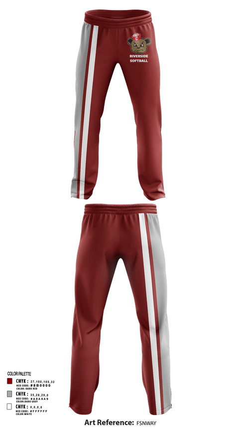 Sweatpants, Riverside, Softball, Teamtime, Team time, sublimation, custom sports apparel, team uniforms, spirit wear, spiritwear, sports uniforms, custom shirts, team store, custom team store, fundraiser sports, apparel fundraiser