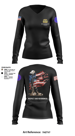 Women's Long Sleeve Vneck Shirt, 962D QUARTERMASTER COMPANY (MORTUARY AFFAIRS), Army, Teamtime, Team time, sublimation, custom sports apparel, team uniforms, spirit wear, spiritwear, sports uniforms, custom shirts, team store, custom team store, fundraiser sports, apparel fundraiser
