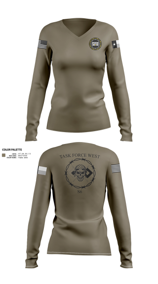 Women's Long Sleeve Vneck Shirt, , National Guard, Teamtime, Team time, sublimation, custom sports apparel, team uniforms, spirit wear, spiritwear, sports uniforms, custom shirts, team store, custom team store, fundraiser sports, apparel fundraiser