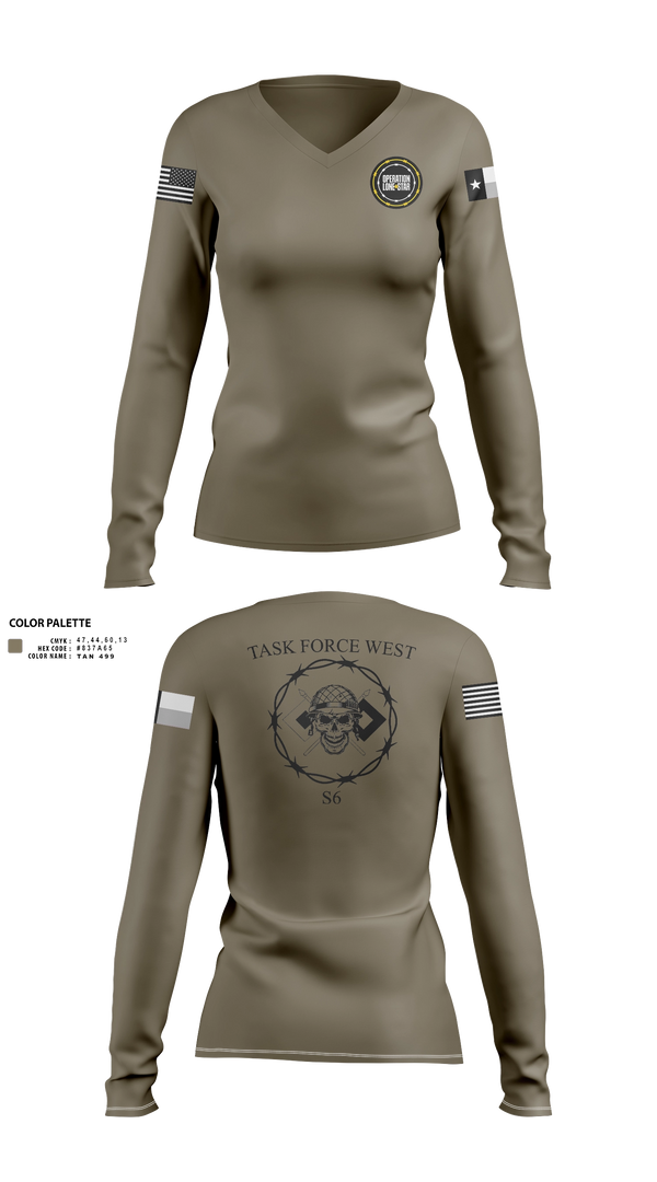 Women's Long Sleeve Vneck Shirt, , National Guard, Teamtime, Team time, sublimation, custom sports apparel, team uniforms, spirit wear, spiritwear, sports uniforms, custom shirts, team store, custom team store, fundraiser sports, apparel fundraiser