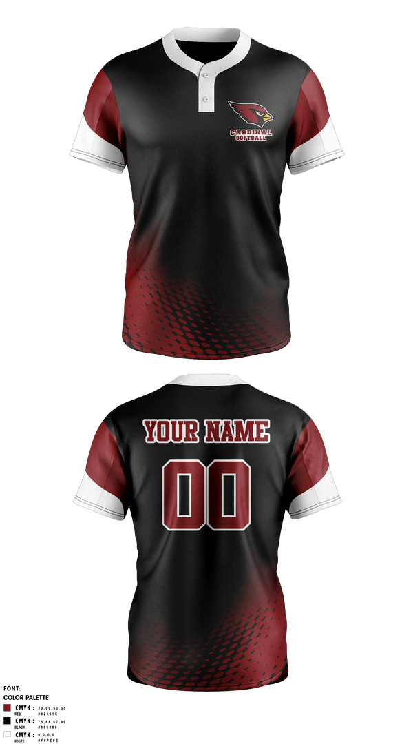 Two Button Softball Jersey, Pompton Lakes Cardinals, Softball, Teamtime, Team time, sublimation, custom sports apparel, team uniforms, spirit wear, spiritwear, sports uniforms, custom shirts, team store, custom team store, fundraiser sports, apparel fundraiser