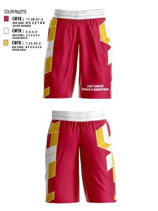 Womens Basketball Shorts, Lady Eagles, Women's Basketball, Teamtime, Team time, sublimation, custom sports apparel, team uniforms, spirit wear, spiritwear, sports uniforms, custom shirts, team store, custom team store, fundraiser sports, apparel fundraiser