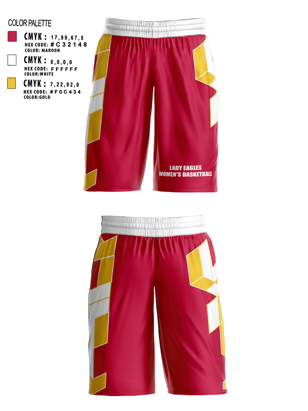 Womens Basketball Shorts, Lady Eagles, Women's Basketball, Teamtime, Team time, sublimation, custom sports apparel, team uniforms, spirit wear, spiritwear, sports uniforms, custom shirts, team store, custom team store, fundraiser sports, apparel fundraiser