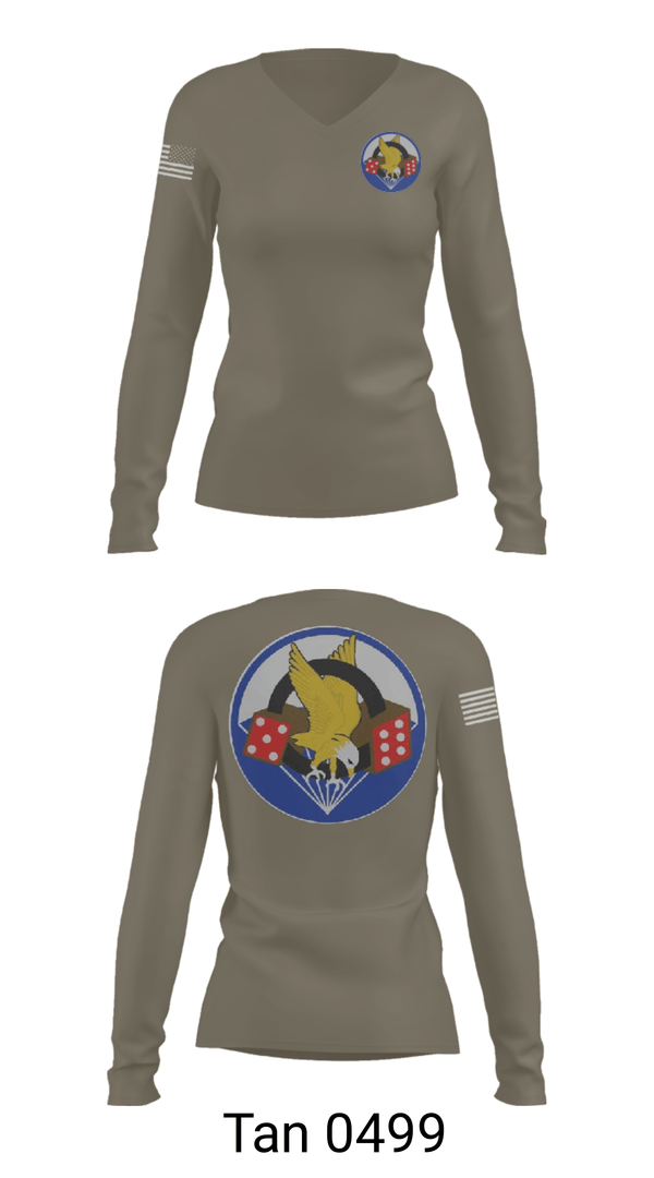 Women's Long Sleeve Vneck Shirt, 506th PIR, Army, Teamtime, Team time, sublimation, custom sports apparel, team uniforms, spirit wear, spiritwear, sports uniforms, custom shirts, team store, custom team store, fundraiser sports, apparel fundraiser