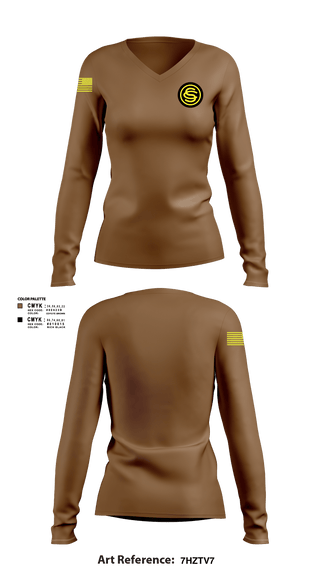 Women's Long Sleeve Vneck Shirt, OCS 117th RTI, National Guard, Teamtime, Team time, sublimation, custom sports apparel, team uniforms, spirit wear, spiritwear, sports uniforms, custom shirts, team store, custom team store, fundraiser sports, apparel fundraiser