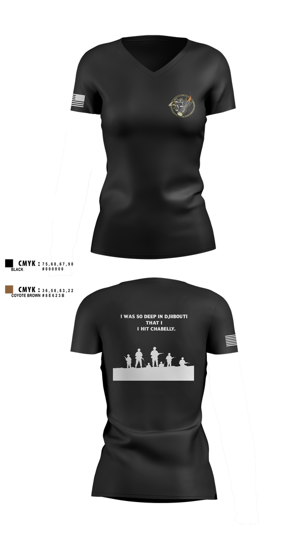 Women's Short Sleeve Vneck Shirt, Eco 2/160th SOAR (Abn), Army, Teamtime, Team time, sublimation, custom sports apparel, team uniforms, spirit wear, spiritwear, sports uniforms, custom shirts, team store, custom team store, fundraiser sports, apparel fundraiser