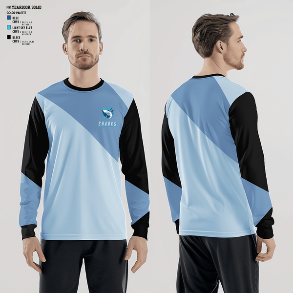 Long Sleeve Performance Shirt, Sharks, Men's Basketball, Teamtime, Team time, sublimation, custom sports apparel, team uniforms, spirit wear, spiritwear, sports uniforms, custom shirts, team store, custom team store, fundraiser sports, apparel fundraiser