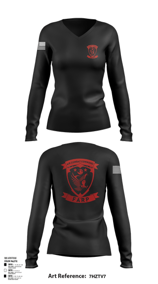 Women's Long Sleeve Vneck Shirt, FARP, Air Force, Teamtime, Team time, sublimation, custom sports apparel, team uniforms, spirit wear, spiritwear, sports uniforms, custom shirts, team store, custom team store, fundraiser sports, apparel fundraiser