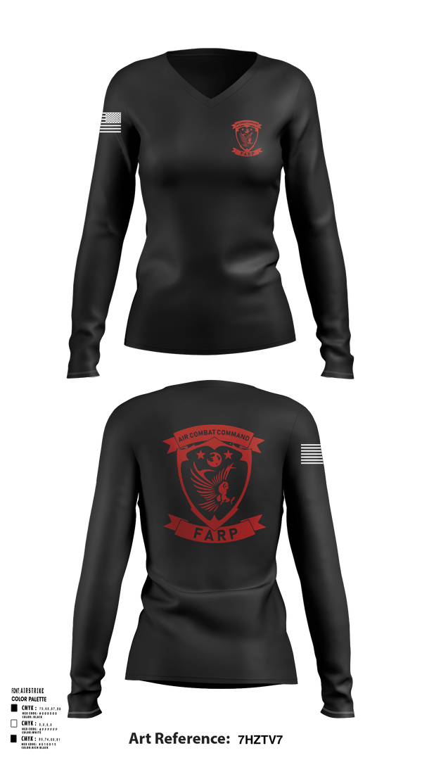 Women's Long Sleeve Vneck Shirt, FARP, Air Force, Teamtime, Team time, sublimation, custom sports apparel, team uniforms, spirit wear, spiritwear, sports uniforms, custom shirts, team store, custom team store, fundraiser sports, apparel fundraiser