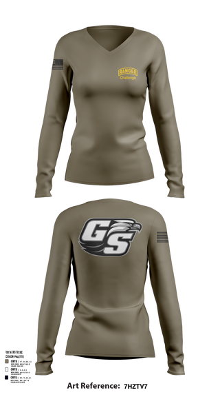 Women's Long Sleeve Vneck Shirt, GASOU ROTC Ranger Challenge, , Teamtime, Team time, sublimation, custom sports apparel, team uniforms, spirit wear, spiritwear, sports uniforms, custom shirts, team store, custom team store, fundraiser sports, apparel fundraiser