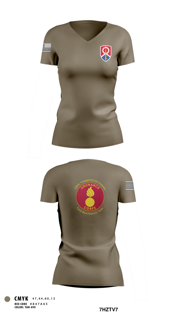 Women's Short Sleeve Vneck Shirt, 129th Heavy Transport Company129 TC CO, Army, Teamtime, Team time, sublimation, custom sports apparel, team uniforms, spirit wear, spiritwear, sports uniforms, custom shirts, team store, custom team store, fundraiser sports, apparel fundraiser