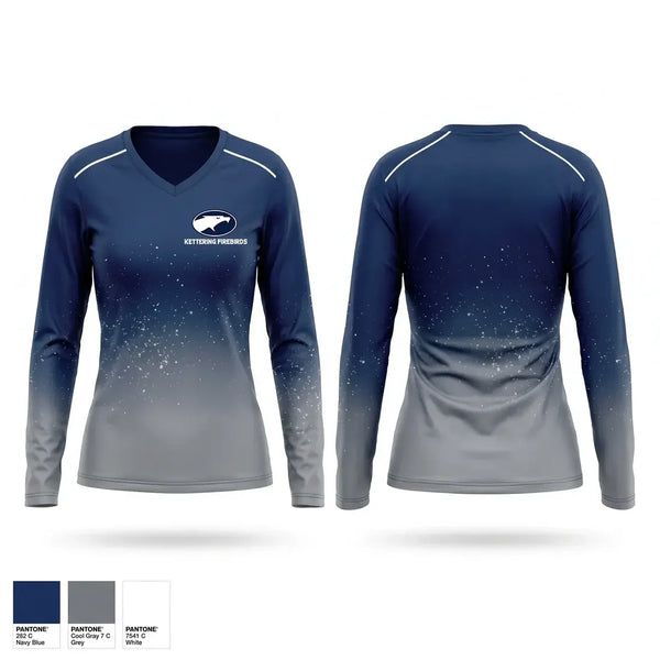 Kettering Firebirds Women's Long Sleeve V-neck Shirt - 1