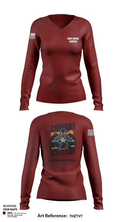 Fort Bliss DENTAC 45605501 Women's Long Sleeve V-neck Shirt - 3