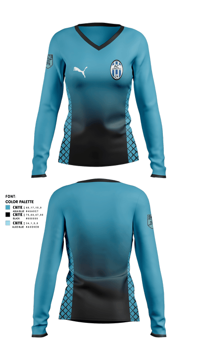 Ac Connecticut 25353608 Women's Long Sleeve V-neck Shirt - 1
