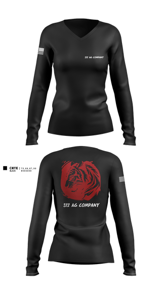 Women's Long Sleeve Vneck Shirt, 312 AG Company, Army, Teamtime, Team time, sublimation, custom sports apparel, team uniforms, spirit wear, spiritwear, sports uniforms, custom shirts, team store, custom team store, fundraiser sports, apparel fundraiser