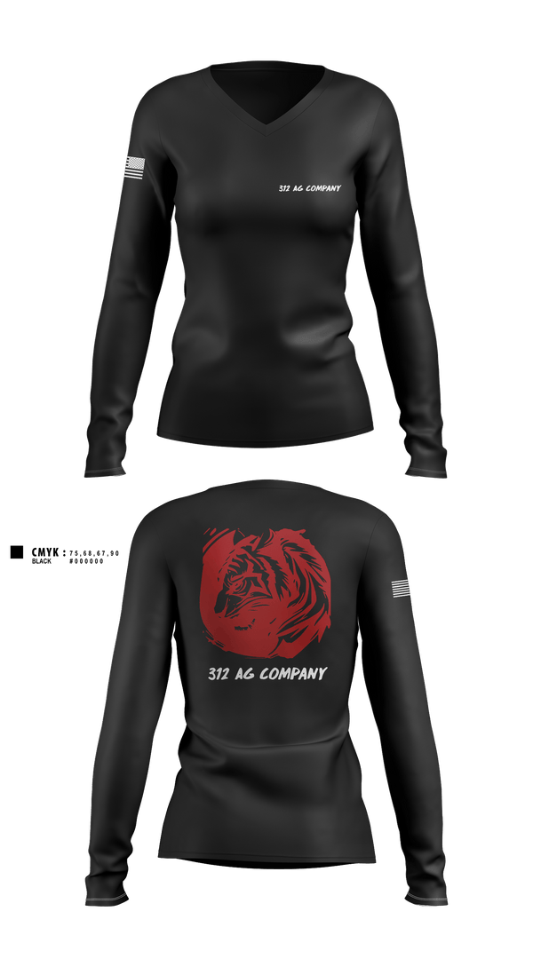 Women's Long Sleeve Vneck Shirt, 312 AG Company, Army, Teamtime, Team time, sublimation, custom sports apparel, team uniforms, spirit wear, spiritwear, sports uniforms, custom shirts, team store, custom team store, fundraiser sports, apparel fundraiser