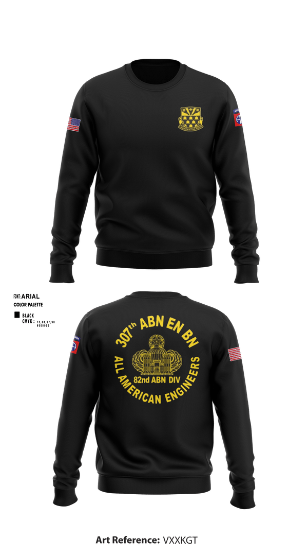 Crew Neck Sweatshirt, 307th Airborne Engineers Battalion, , Teamtime, Team time, sublimation, custom sports apparel, team uniforms, spirit wear, spiritwear, sports uniforms, custom shirts, team store, custom team store, fundraiser sports, apparel fundraiser