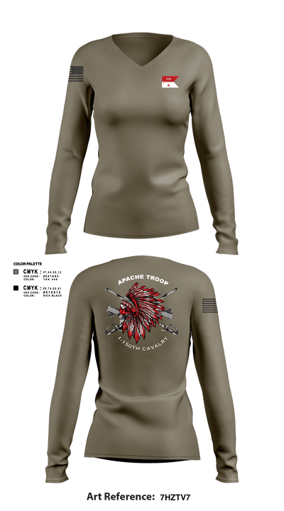 Apache Troop 1-150th 52177042 Women's Long Sleeve V-neck Shirt - 9