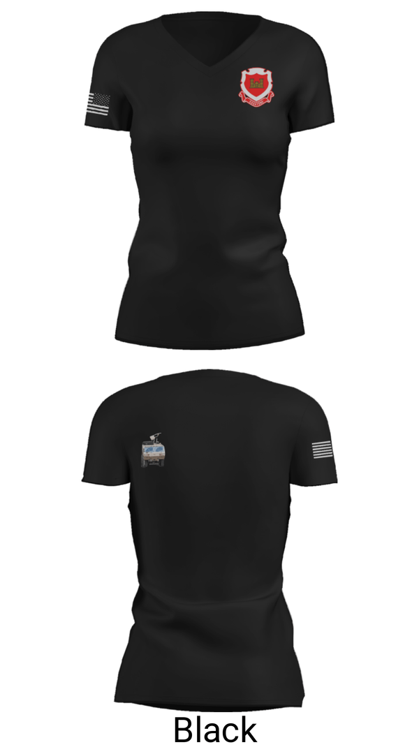 Women's Short Sleeve Vneck Shirt, 185th Engineer Support Company, , Teamtime, Team time, sublimation, custom sports apparel, team uniforms, spirit wear, spiritwear, sports uniforms, custom shirts, team store, custom team store, fundraiser sports, apparel fundraiser