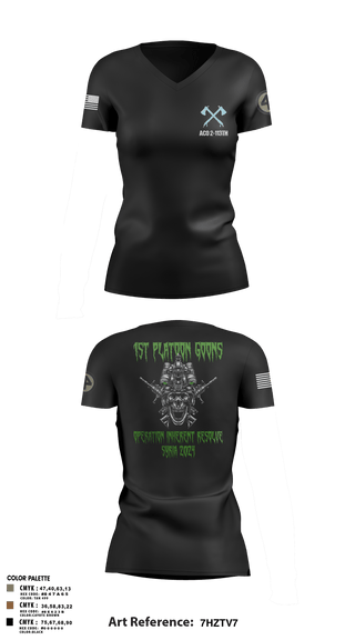 Women's Short Sleeve Vneck Shirt, A-CO 2-113th Infantry, Army, Teamtime, Team time, sublimation, custom sports apparel, team uniforms, spirit wear, spiritwear, sports uniforms, custom shirts, team store, custom team store, fundraiser sports, apparel fundraiser