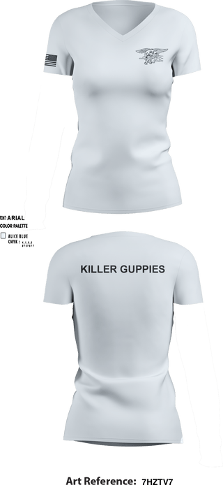 Women's Short Sleeve Vneck Shirt, HuggersKiller Guppies, Wrestling, Teamtime, Team time, sublimation, custom sports apparel, team uniforms, spirit wear, spiritwear, sports uniforms, custom shirts, team store, custom team store, fundraiser sports, apparel fundraiser